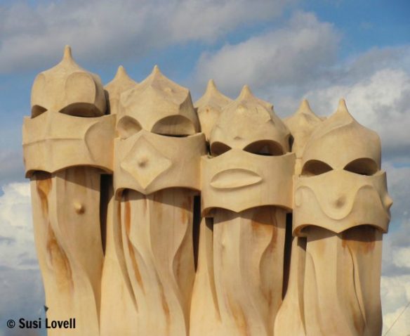 chimneys on the rooftop of Gaudí's La Predera, Barcelona