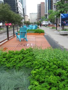summer chairs along ave McGill College, Montreal